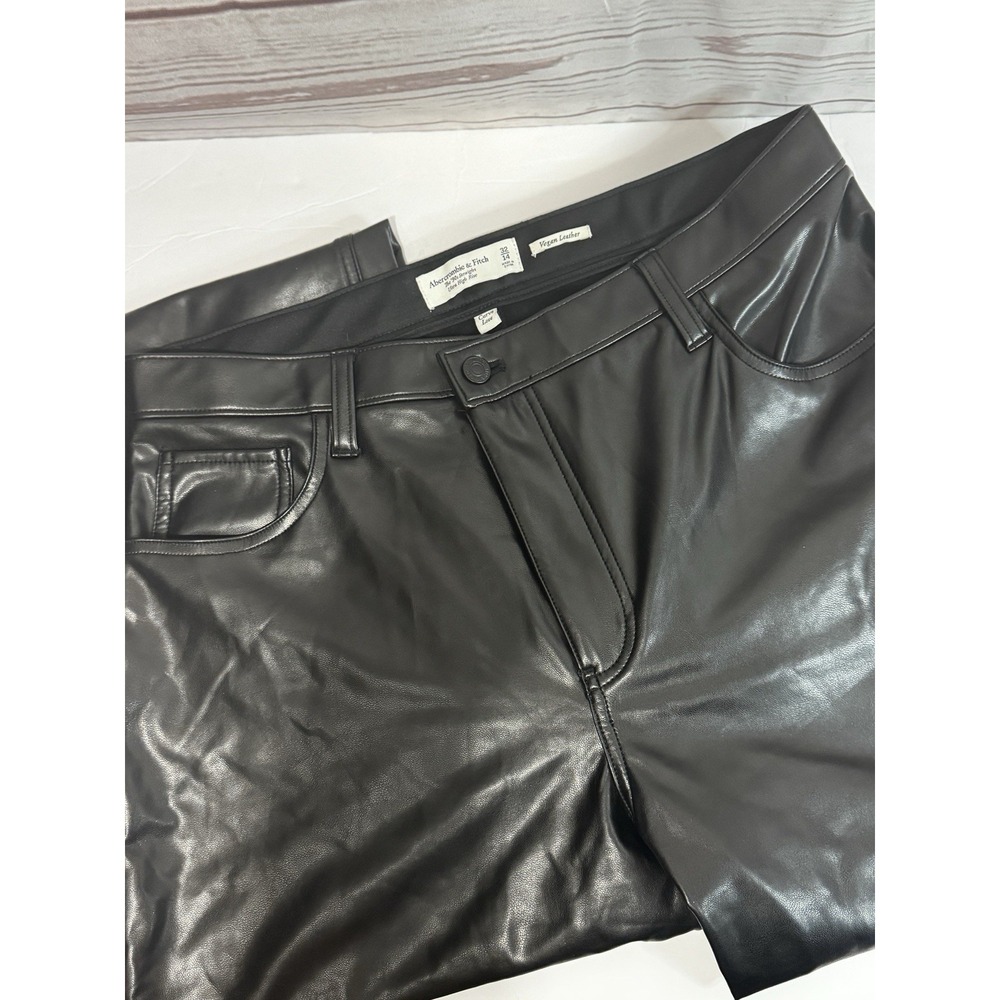 Abercrombie Pants Women 14/32  Vegan Leather Ankle Straight Ultra High‎ Rise